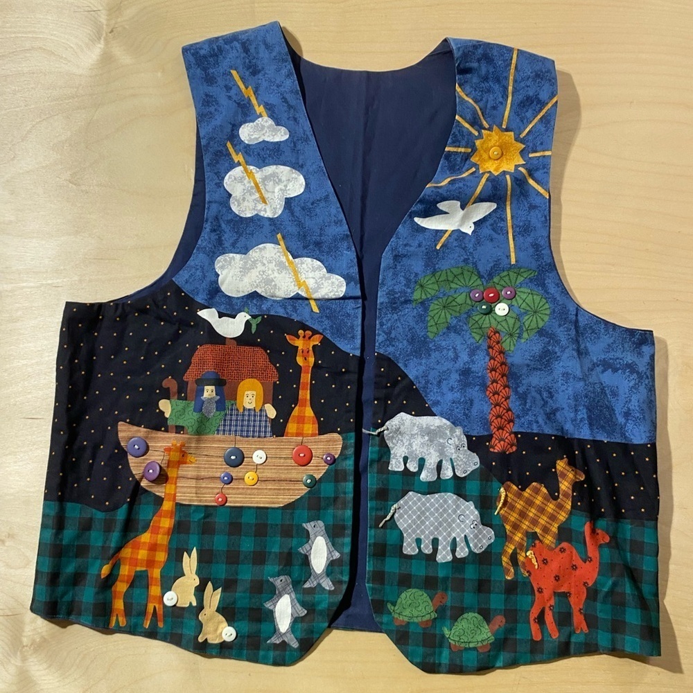Handcrafted Cotton Noah and the Ark Themed Vest Large (OG)
